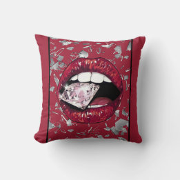 Red shattered glass and diamonds home decor cushion