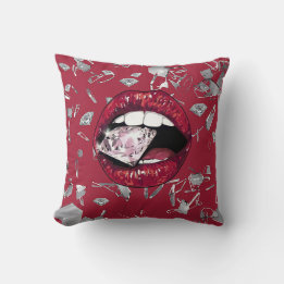 Red shattered glass and diamonds home decor cushion