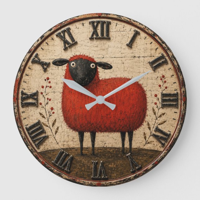 Red Sheep Large Clock (Front)