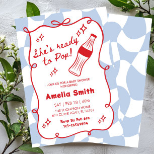 Red She's Ready to Pop cola Soda Baby shower Invitation