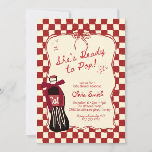Red She's Ready to Pop Soda Baby Shower Invitation