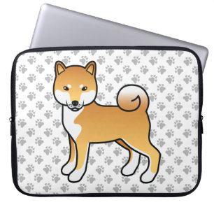 Red Shiba Inu Cute Cartoon Dog Illustration Laptop Sleeve