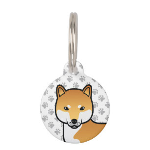 Red Shiba Inu Cute Cartoon Dog & Pet's Info Pet Tag