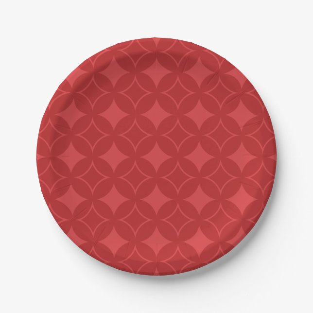 Red shippo pattern paper plate (Front)