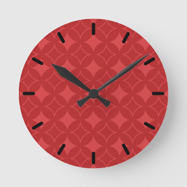 Red shippo pattern round clock (Front)