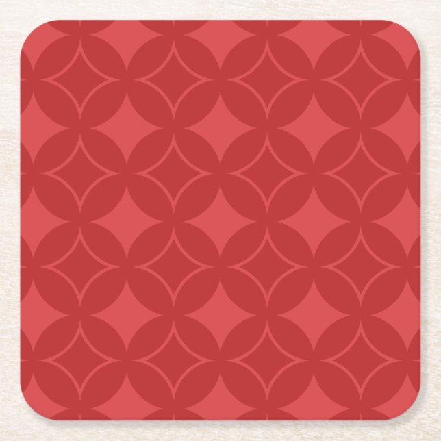 Red shippo pattern square paper coaster (Front)