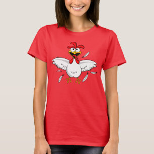 Red Shirt Funny Crazy Cartoon Chicken