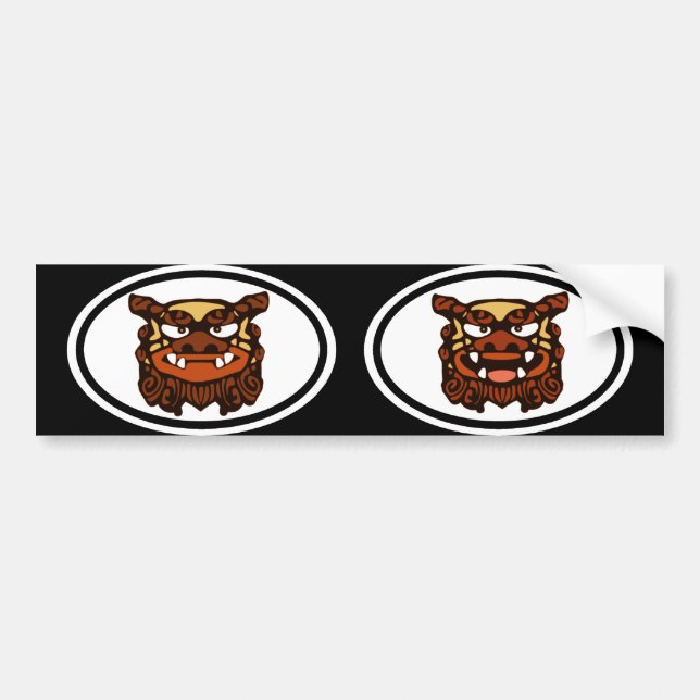 Red Shisa pair Bumper Sticker (Front)