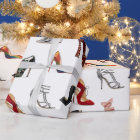 Red Shoes Black Pumps Blue Heels Wrapping Paper