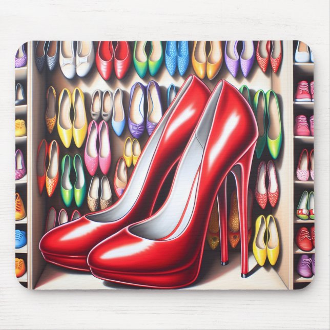 Red Shoes In Closet Mouse Pad (Front)