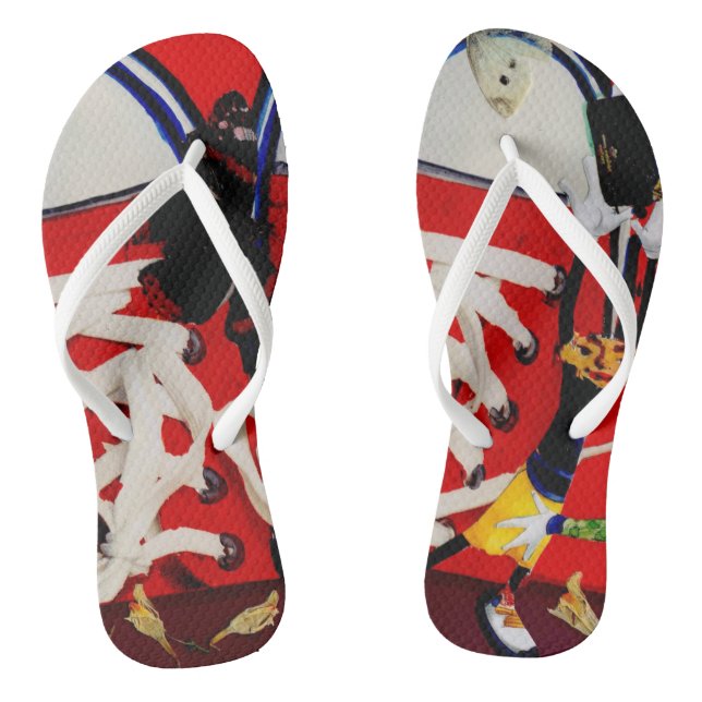 Red shoes. jandals (Footbed)