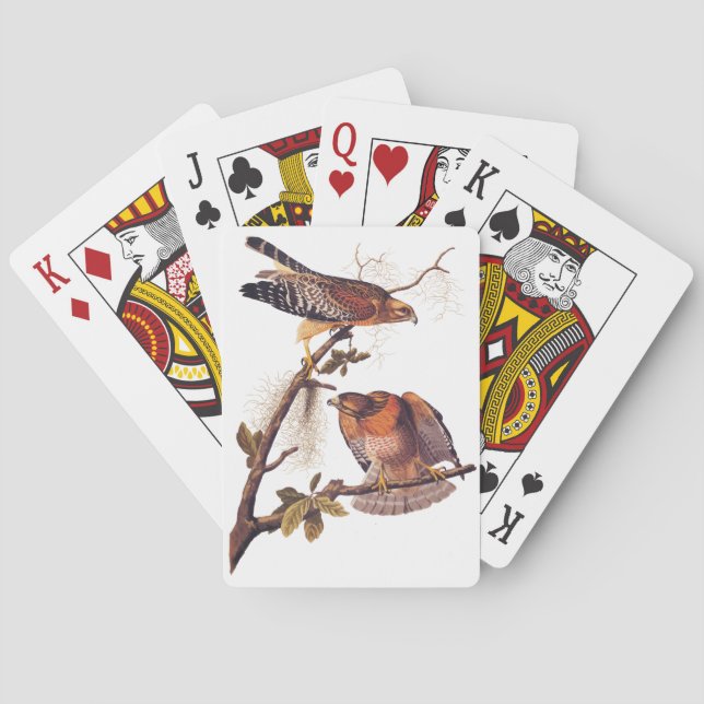 Red Shouldered Hawk Audubon Bird of Prey Playing Cards (Back)