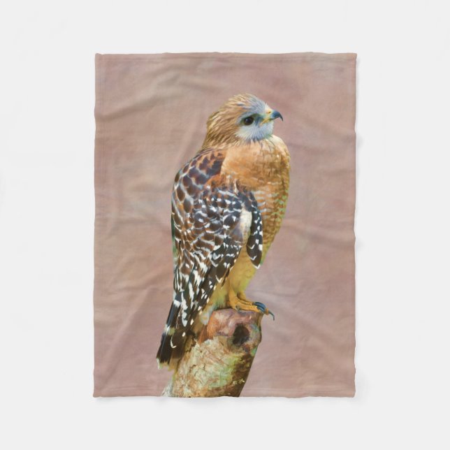 Red-Shouldered Hawk Fleece Blanket (Front)