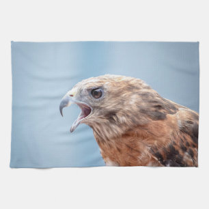 Red Shouldered Hawk on a rock Tea Towel
