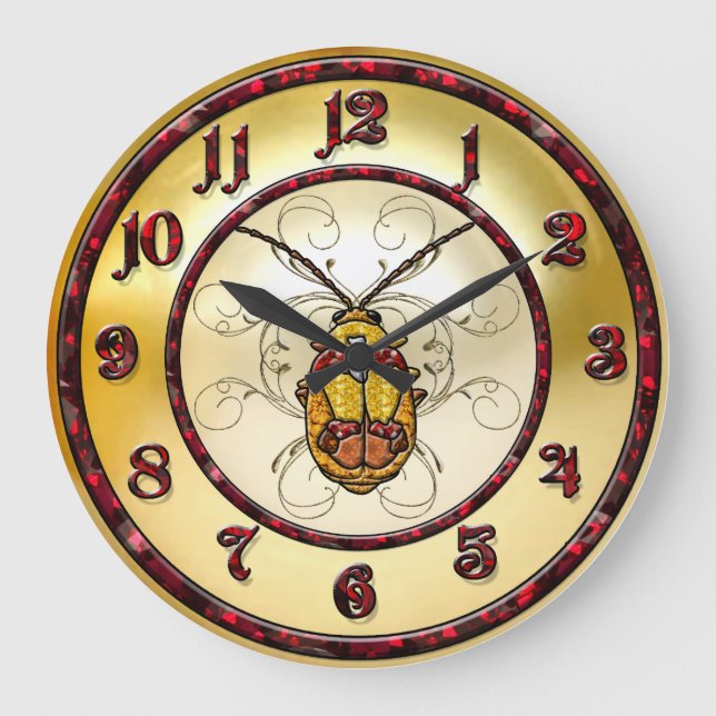 Red Shouldered Leaf Beetle Large Clock (Front)