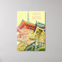 Red Shrine cherry blossom travel poster Japan