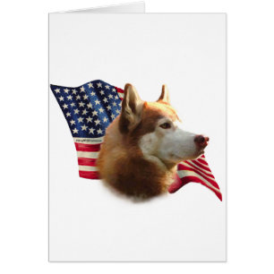 Red Siberian Husky Flag