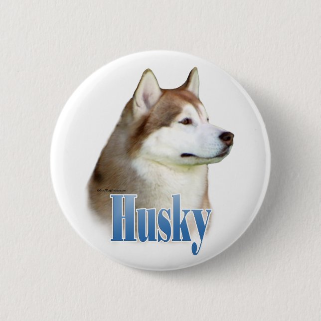 Red Siberian Husky Name - Button (Front)