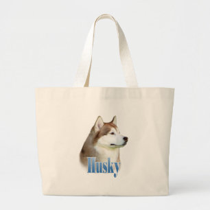 Red Siberian Husky Name Large Tote Bag