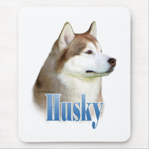 Red Siberian Husky Name Mouse Pad