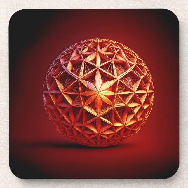 Red Sierpinski Gasket Fractal Coaster (Front)