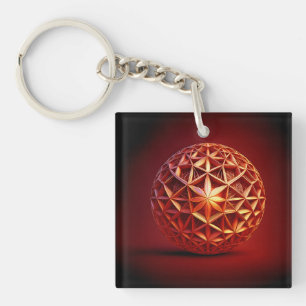 Red Sierpinski Gasket Fractal Key Ring