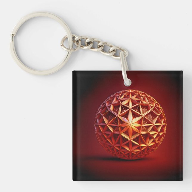 Red Sierpinski Gasket Fractal Key Ring (Front)