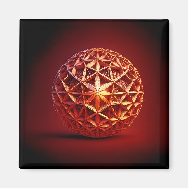 Red Sierpinski Gasket Fractal Magnet (Front)