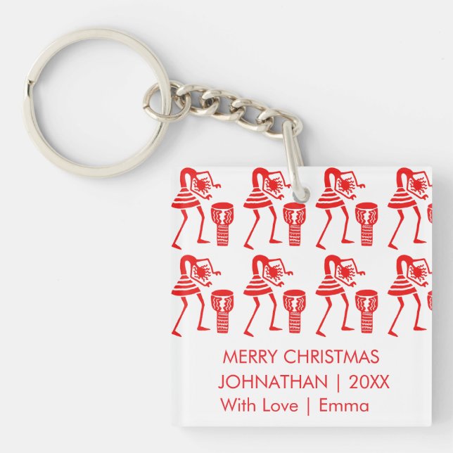 Red Silhouette Dance  Key Ring (Front)