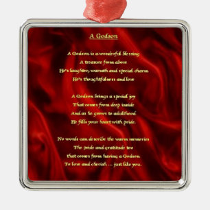 Red Silk - godson poem Metal Tree Decoration