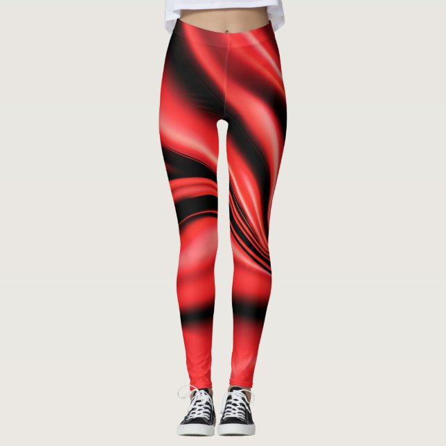 Red Silk Satin Luxury Leggings (Front)