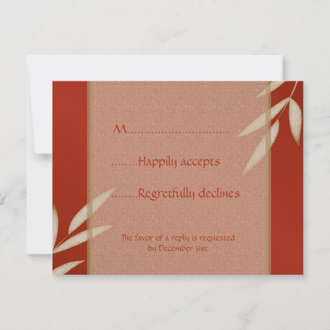 Red Silk Wedding RSVP Card (Front)
