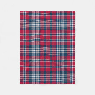 Red Silver and Blue Plaid Fleece Blanket