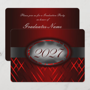 Red & Silver Class of 2027 Party Invitation
