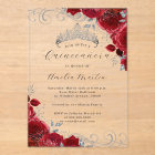 Red Silver Clear Acrylic Floral Quinceanera 