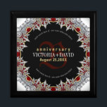 Red Silver Diamonds Wedding Anniversary Box<br><div class="desc">Experience the allure of a Mediaeval and Middle Eastern Indian-inspired design infused with vibrant energy. This exquisite creation blends deep red and black hues accented by elegant white trims, adorned with an abundance of ornate diamonds within its intricate pattern. Elevate your gifting with our robust and fashionable custom Wedding, Anniversary,...</div>