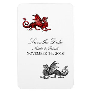 Red Silver Dragon Save the Date Magnet