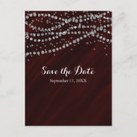 Red & Silver Faux Diamond Bling Save The Date