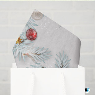 Red & Silver Floral Christmas & New Year Daily Use Tissue Paper