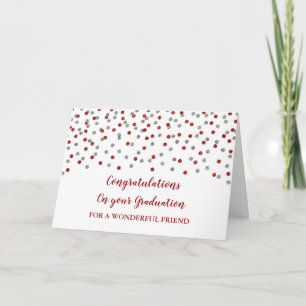 Red Silver Friend Congratulations Graduation Card