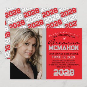 Red & Silver Graduation Photo Announcement
