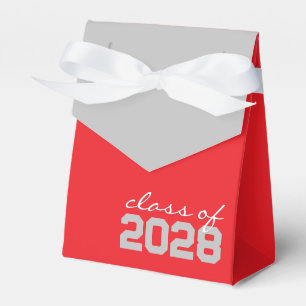 Red & Silver Grey Graduation Favor Boxes