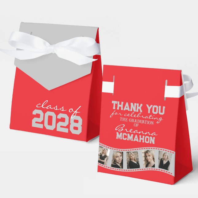 Red & Silver Grey Photo Collage Filmstrip Favour Box (Creator Uploaded)