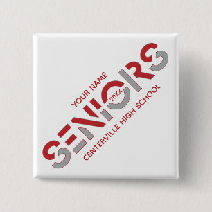 Red & Silver Grey Two-Colour Seniors Sliced Letter 15 Cm Square Badge