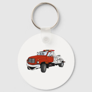 Red Silver Tow Truck Cartoon Key Ring