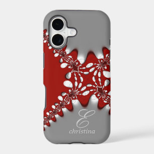 Red Silver Tribal Lace Fractals Monogram iPhone 5