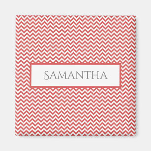 Red Simple Chevron Personalised Magnet