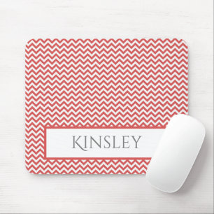 Red Simple Chevron Personalised Mouse Pad