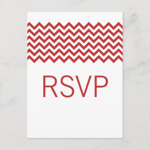 Red Simple Chevron RSVP Postcard
