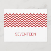 Red Simple Chevron Table Number Postcard